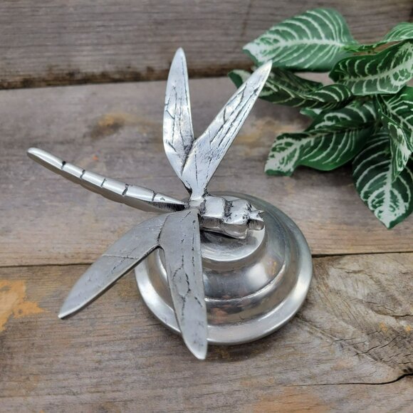 Modernistic Dragonfly Massive Chrome Metal Lid Jar Topper Industrial - Picture 1 of 14